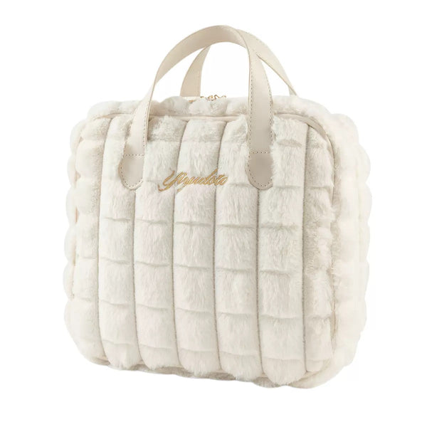 Plush embroidery makeup handbag